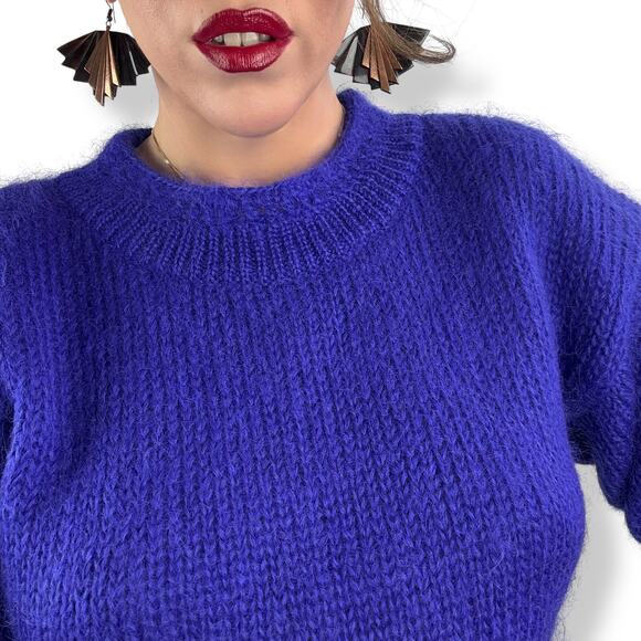 80's purple mohair and wool blend crewneck sweater by RAFAELLA - Picture 15 of 16